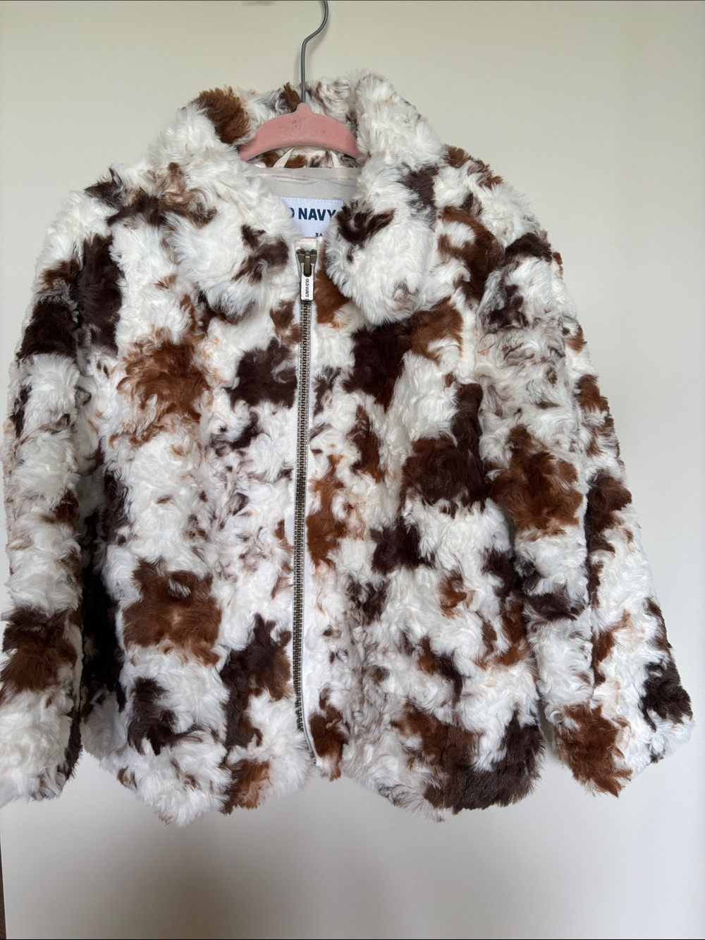 Old Navy Girls Faux Fur Cow Print Jacket Size 3T